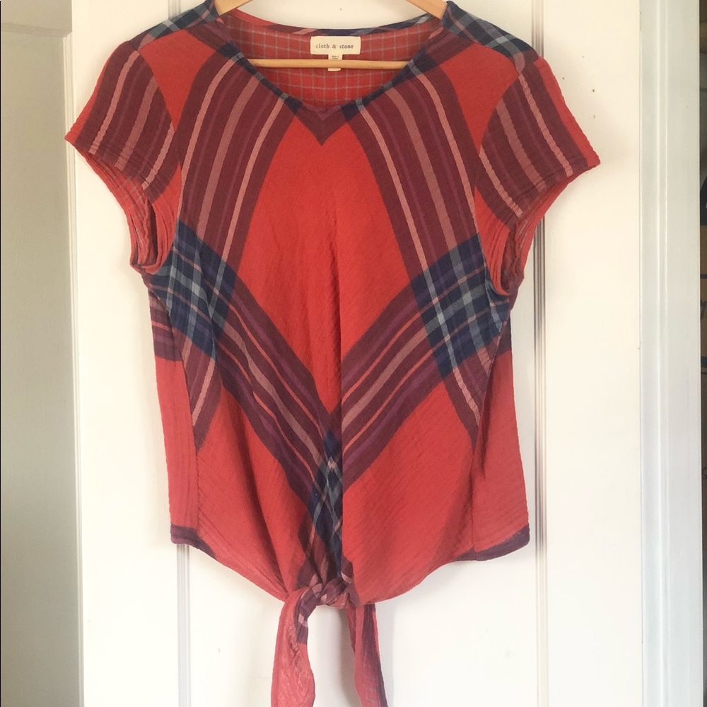 Anthropologie Plaid Tie-Front Too